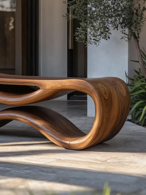 Contemporary Sculptural Outdoor Bench For Patio Or Garden Decor