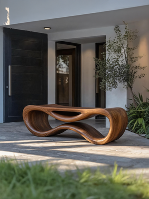 Contemporary Sculptural Outdoor Bench For Patio Or Garden Decor