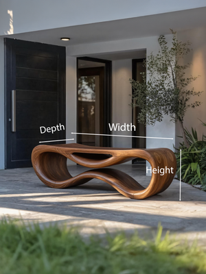 Contemporary Sculptural Outdoor Bench For Patio Or Garden Decor