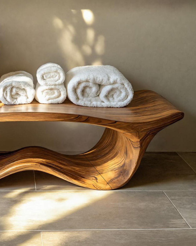 Organic Sculptural Shower Bench For Bathroom