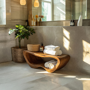 Minimalist Organic Shower Bench For Bathroom Or Spa