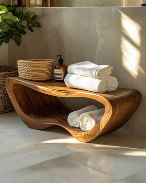 Minimalist Organic Shower Bench For Bathroom Or Spa