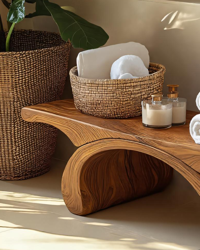 Modern Organic Shower Bench For Bathroom Or Spa Furniture