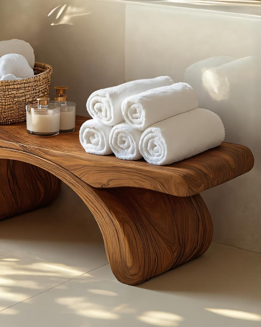 Modern Organic Shower Bench For Bathroom Or Spa Furniture