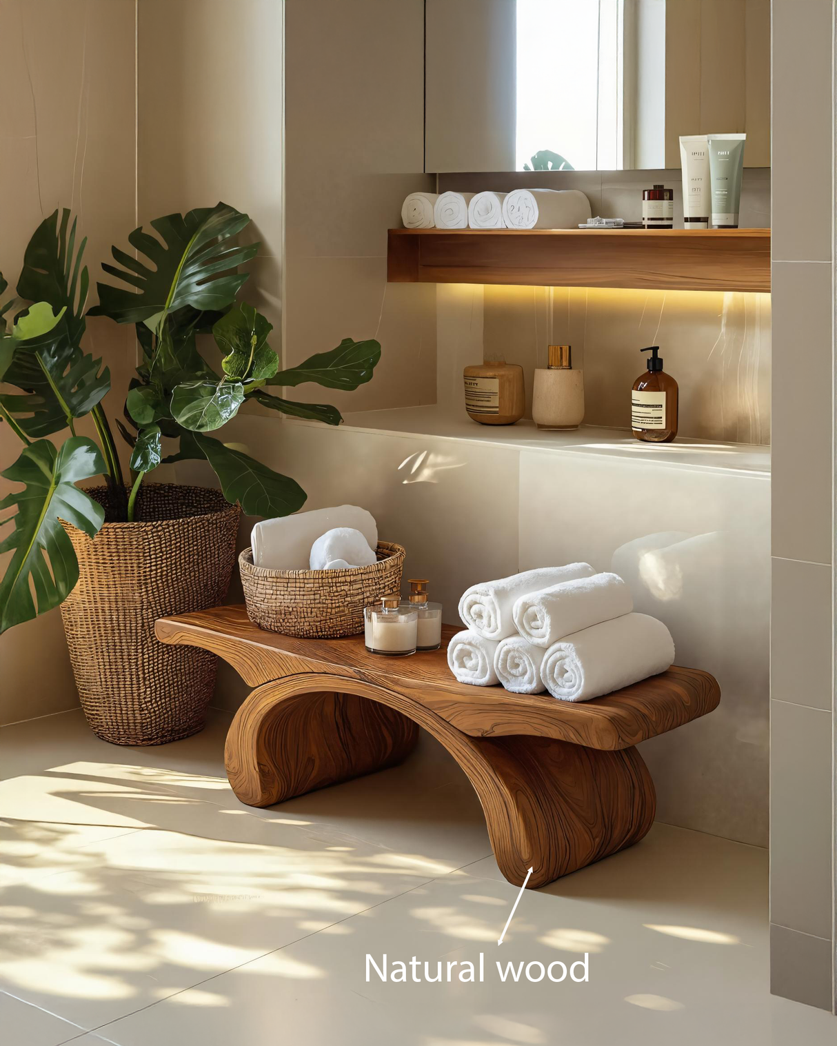 Modern Organic Shower Bench For Bathroom Or Spa Furniture