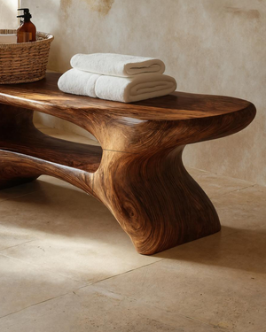 Modern Organic Bathroom Seat With Center Shelf For Bathroom