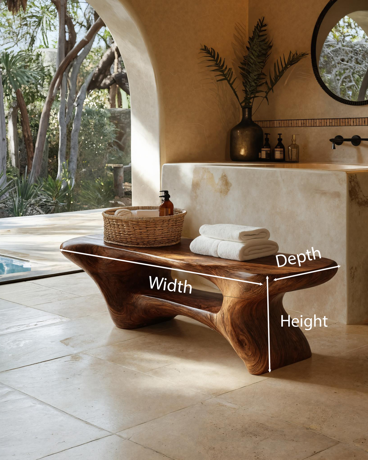 Modern Organic Bathroom Seat With Center Shelf For Bathroom