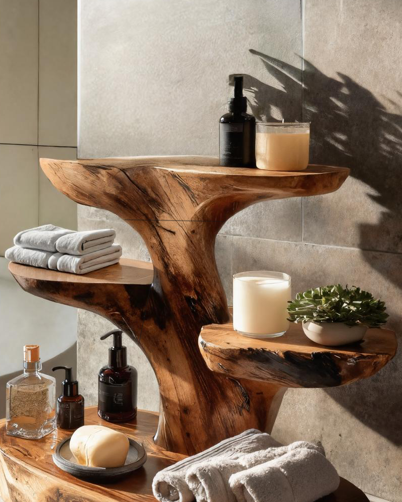 Organic Multi Tier Bathroom Shelf For Spa