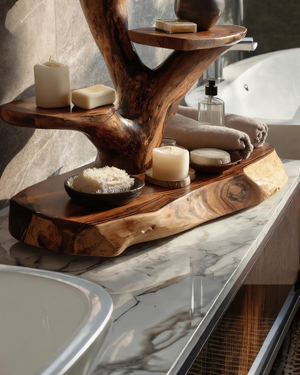 Organic Multi Tier Display Shelf For Bathroom