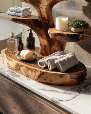Organic Multi Tier Bathroom Shelf For Spa