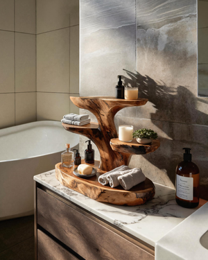 Organic Multi Tier Bathroom Shelf For Spa