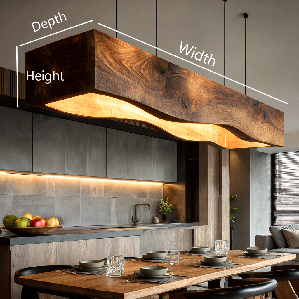 Long Wooden Hanging Lamp For Dining Tables