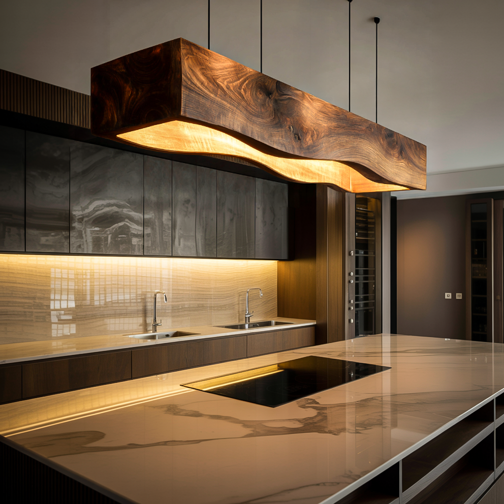 Long Wooden Hanging Lamp For Dining Tables