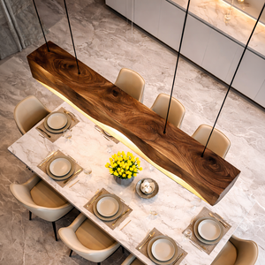 Long Wooden Hanging Lamp For Dining Tables