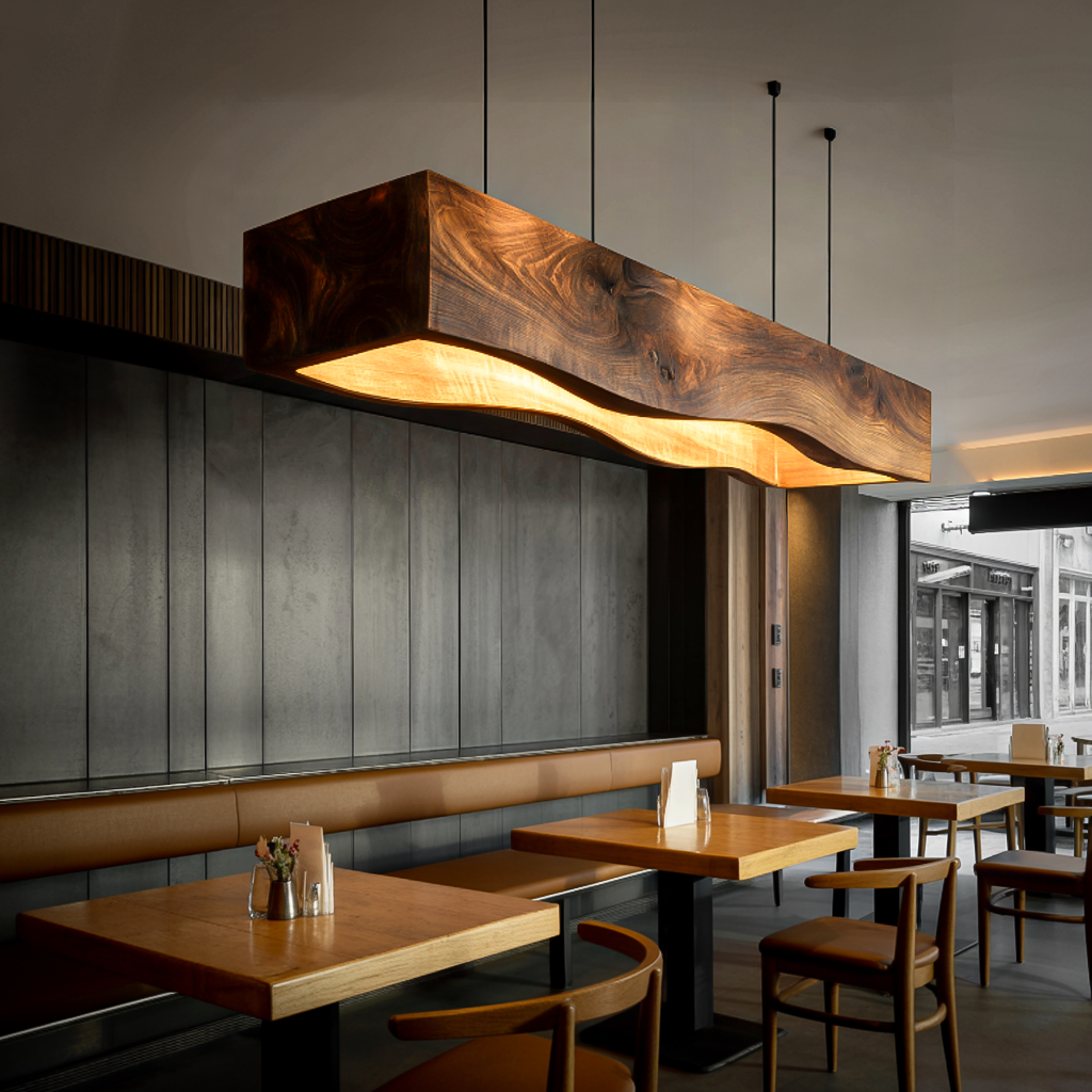 Long Wooden Hanging Lamp For Dining Tables