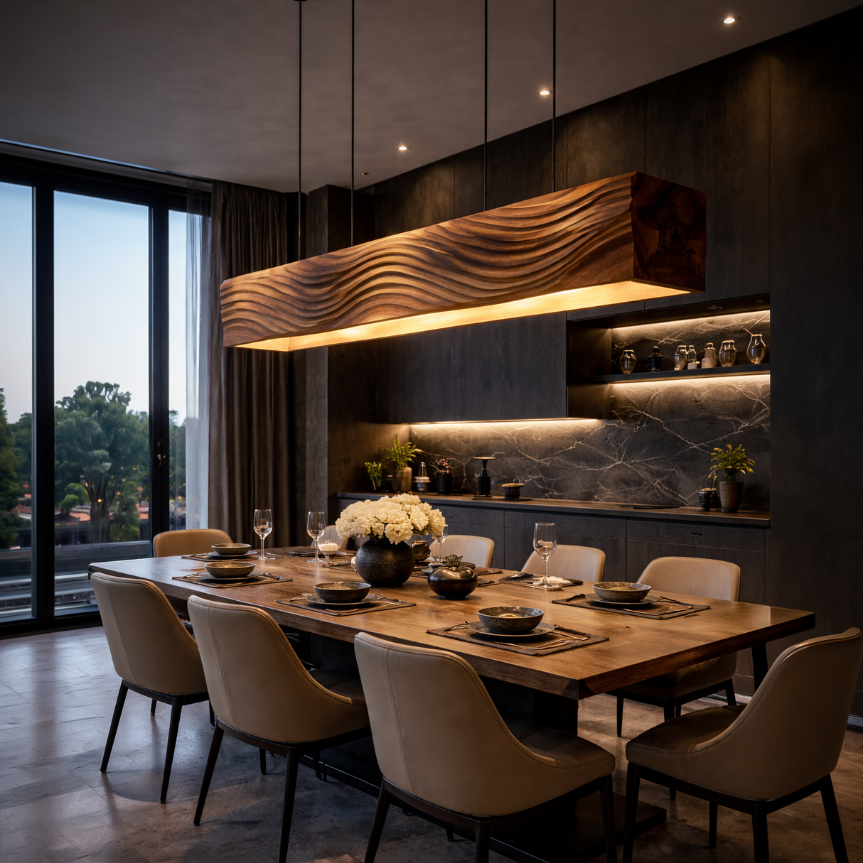 Artistic Wooden Ceiling Light For Dining Room