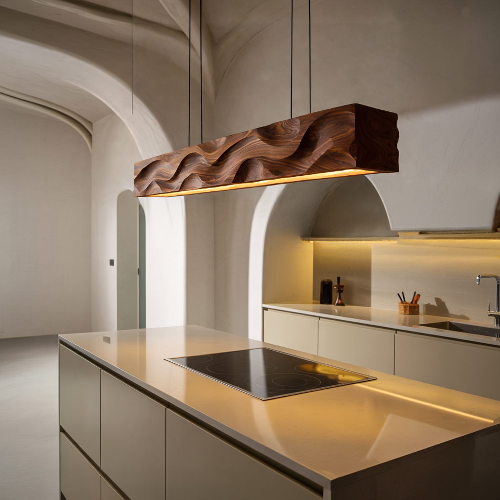 Modern Pendant Lighting With Carved Wave For Dining Area