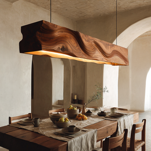 Handcrafted Pendant Light With Wave Carved Surface For Kitchen