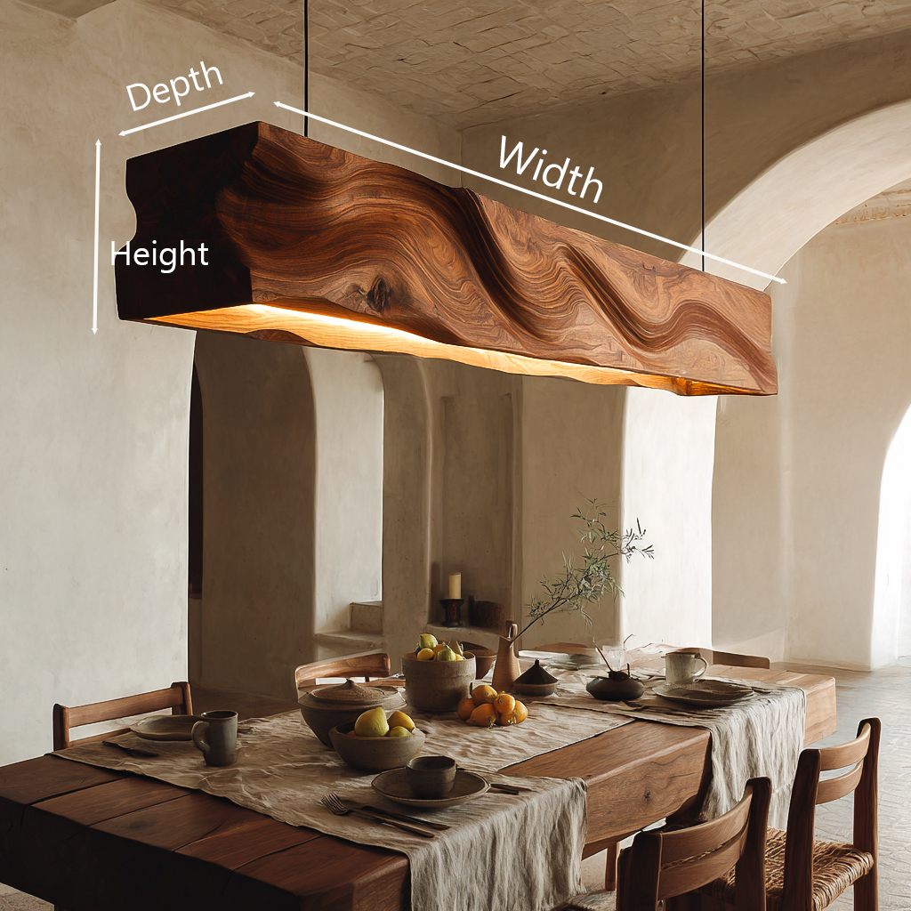 Handcrafted Pendant Light With Wave Carved Surface For Kitchen