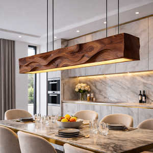 Handcrafted Pendant Light With Wave Carved Surface For Kitchen