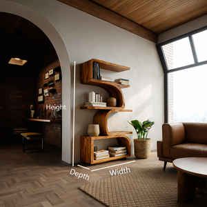 Organic Curved Wooden Bookshelf For Home Decor