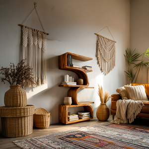 Organic Curved Wooden Bookshelf For Home Decor