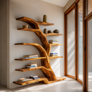 Modern Bookshelf Flowing Curved Design For Living Decor