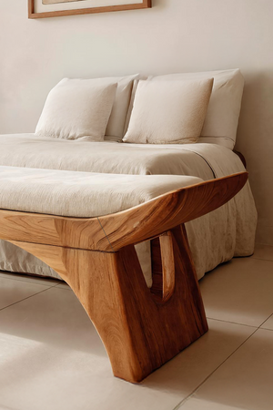 Farmhouse Wooden Bench With Shelf For Bedroom Setup