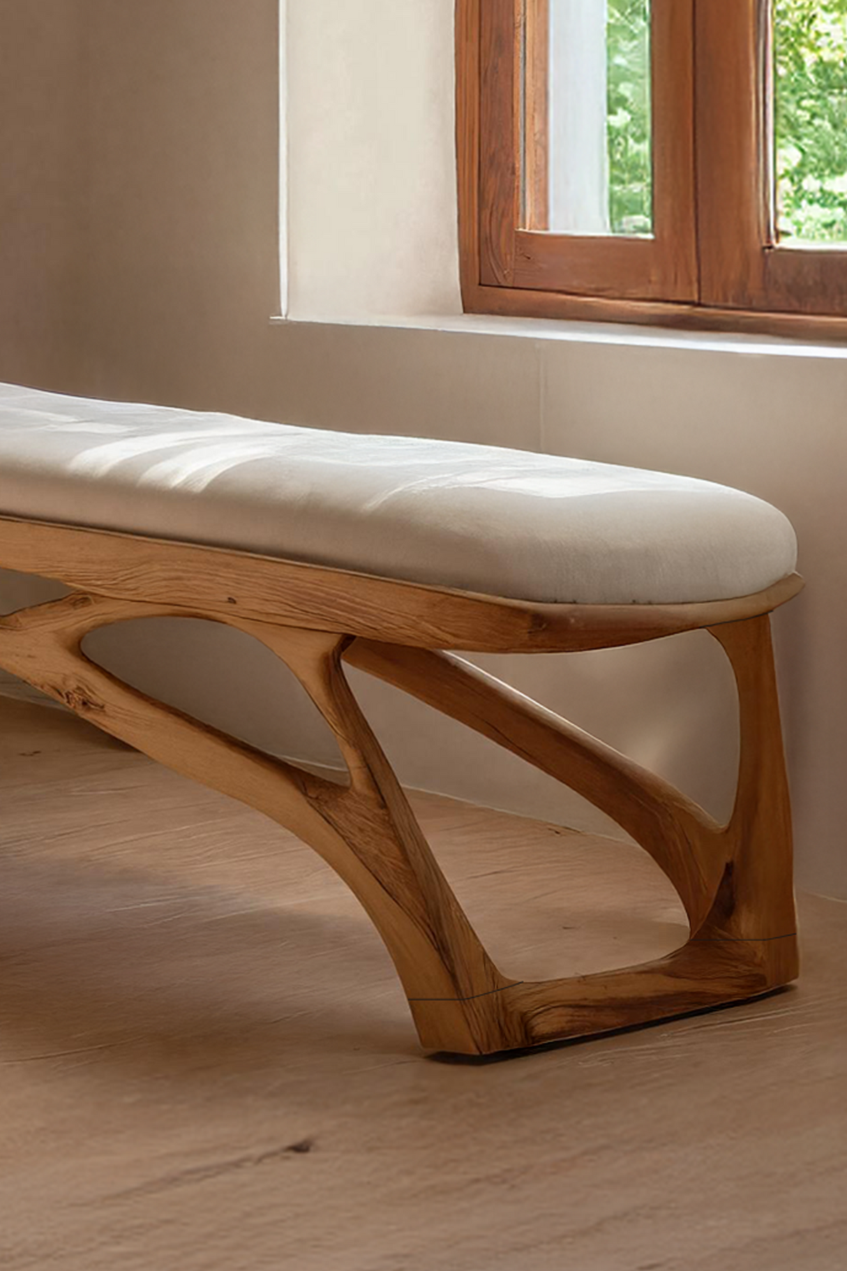 Minimalist Wooden Bench For Bedroom Interior Accent