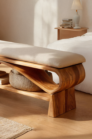 Minimalist Solid Wood Bench For Bedroom Interior Design