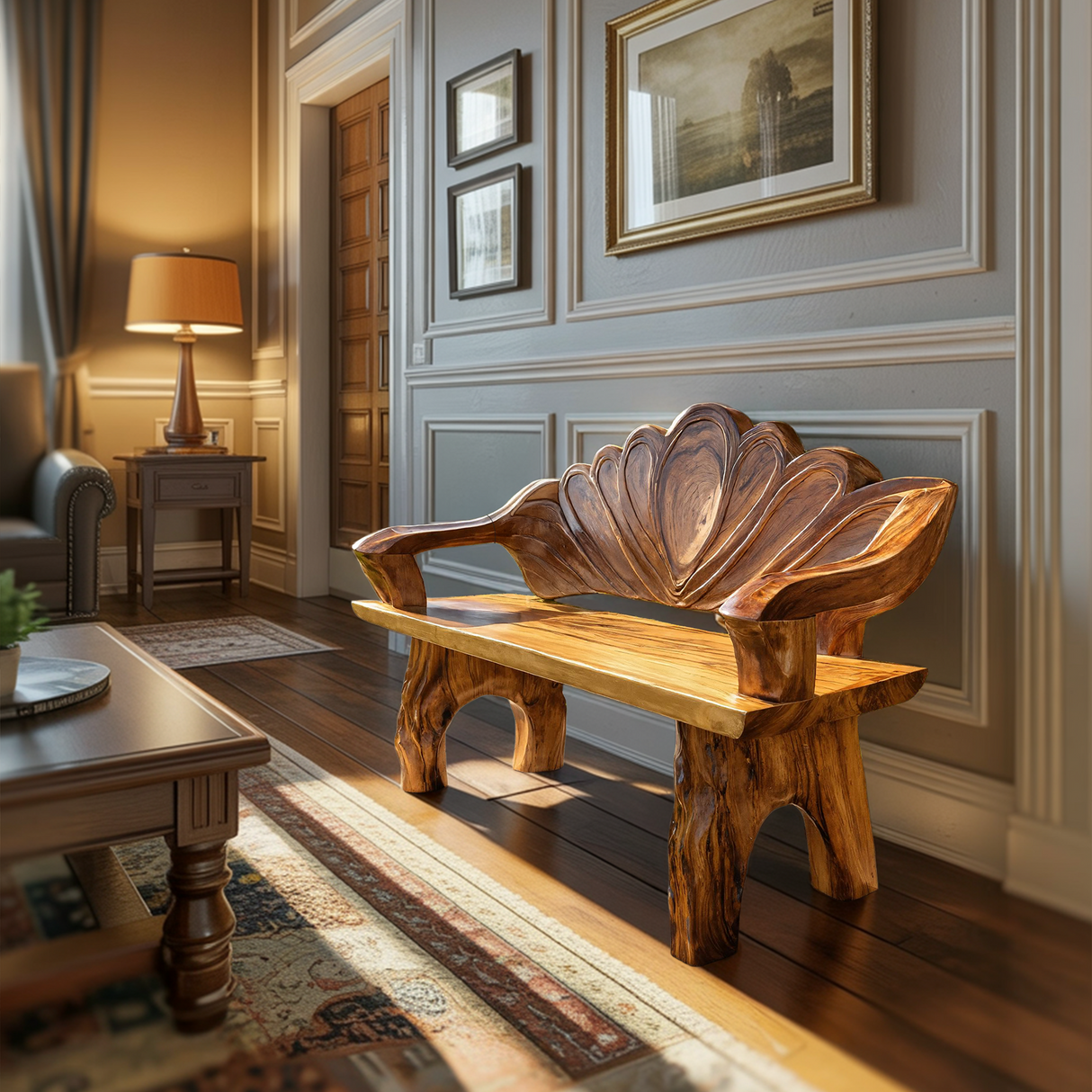 Handmade Live Edge Entryway Bench For Hallway Seating