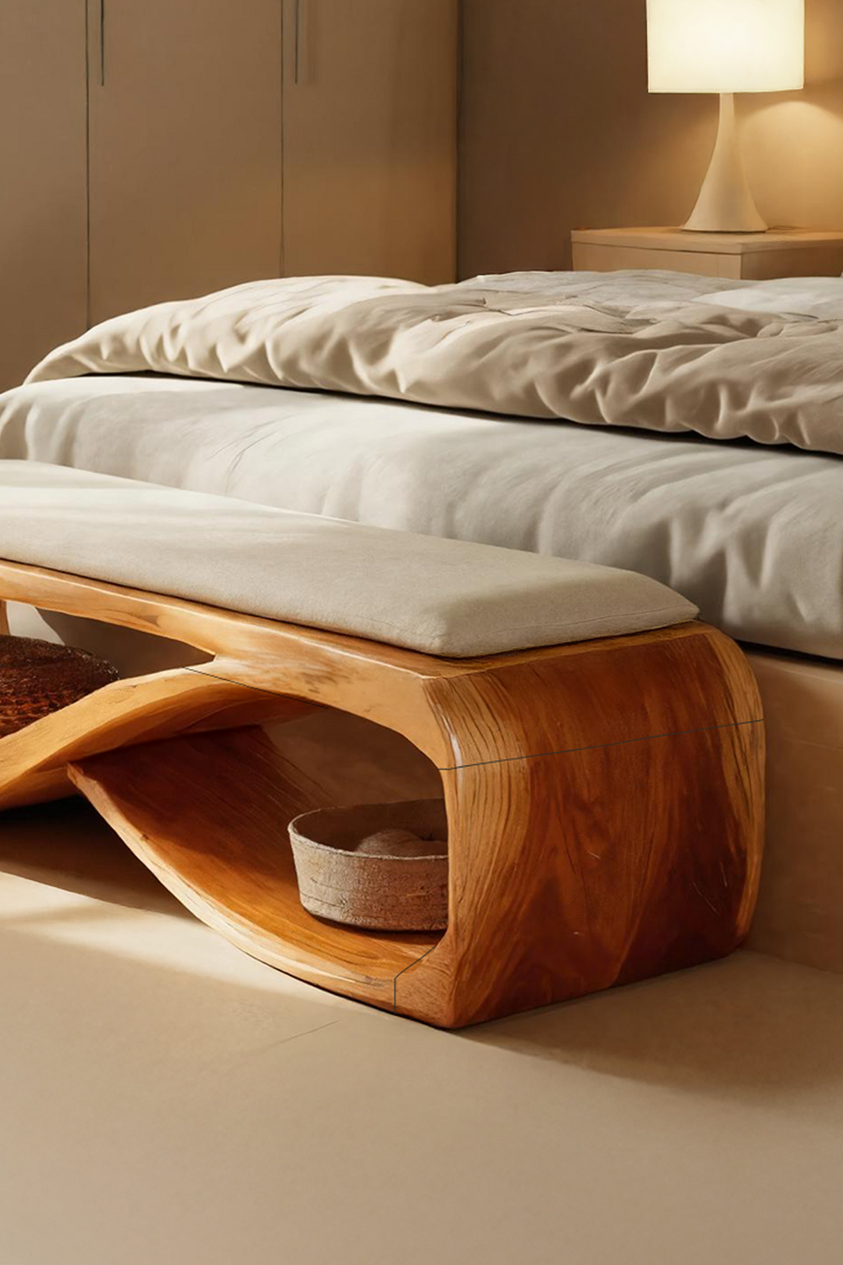 Contemporary Wooden Bench For Bedroom Furniture Decor