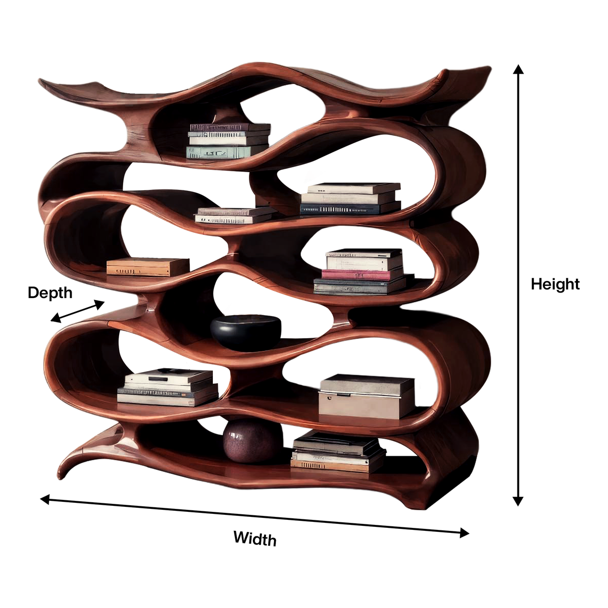 Sculptural Bookshelf Cabinet For Living Room And Office