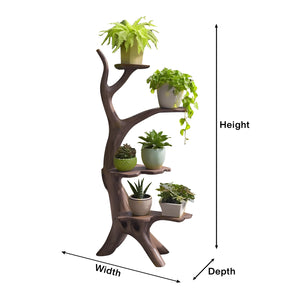 Organic Tree Branch Plant Stand For Garden And Patio Use