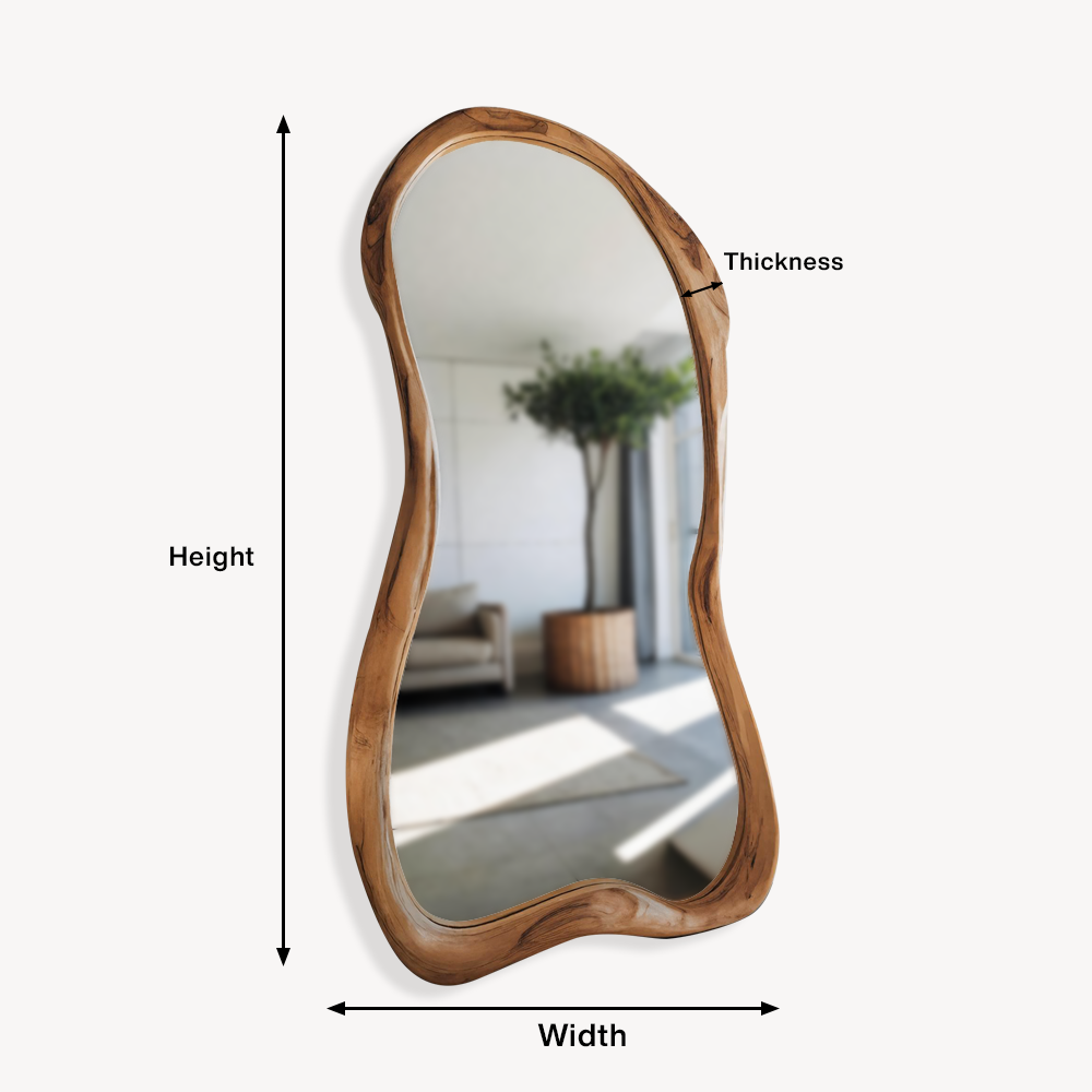 Organic Full Length Mirror With Wavy Edge For Living Room And Dressing Corner