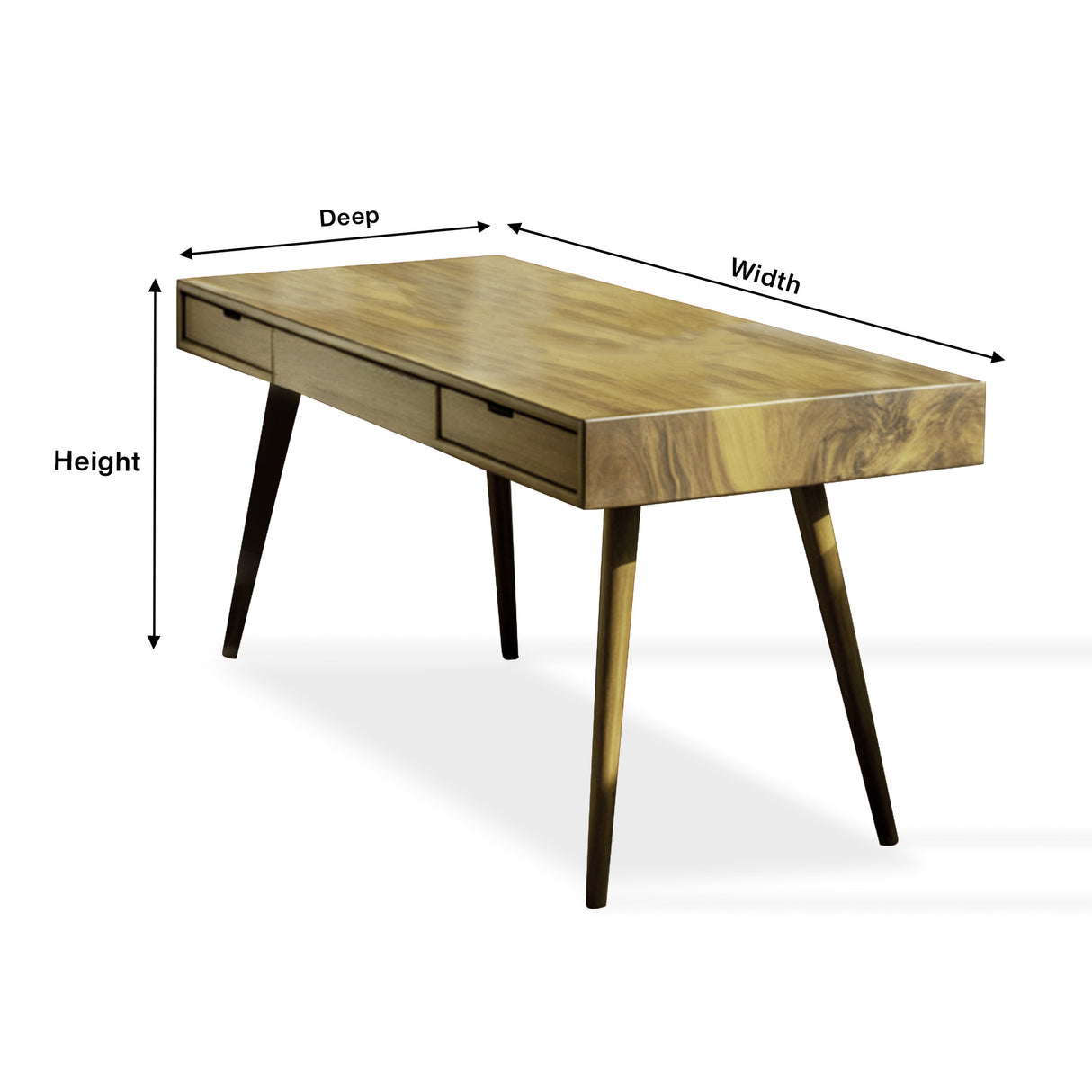 Mid Century Modern Writing Desk With Drawers For Home Office