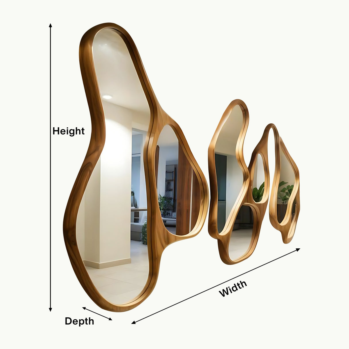 Sculptural Wall Mirror Set For Modern Entryway And Living Room