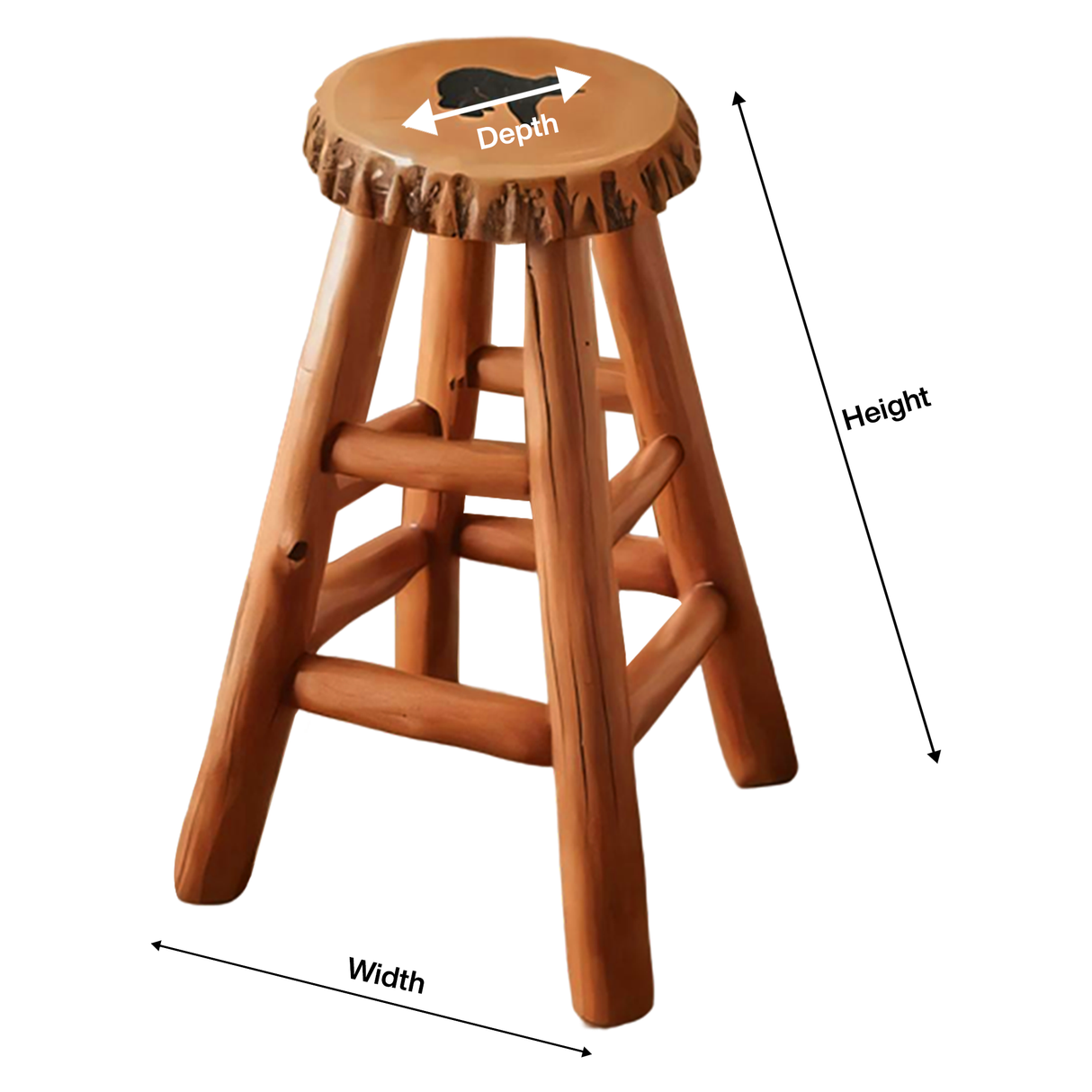 Rustic Black Bear Stool For Cabin Living Room Seating