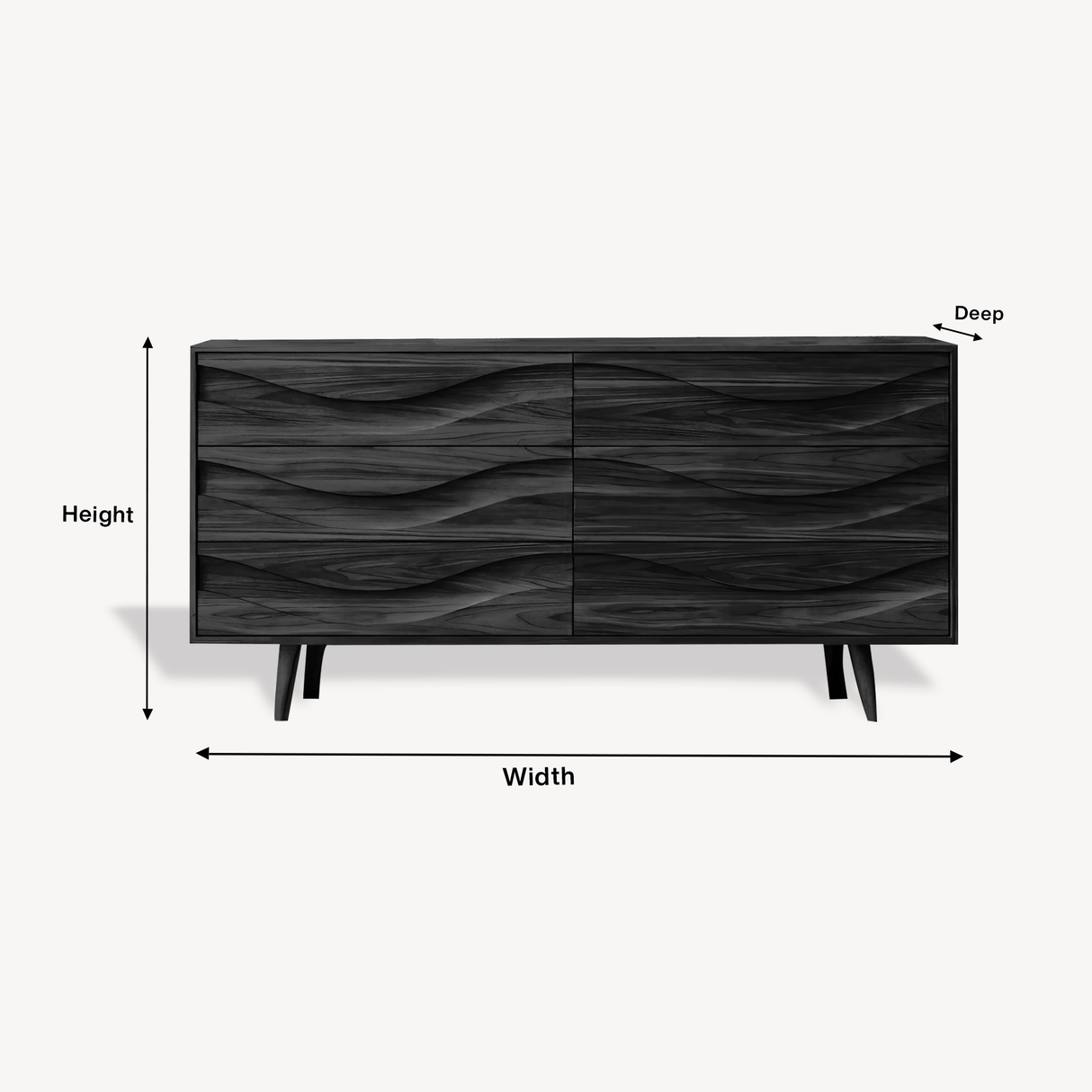 Modern Carved Wave Front Sideboard For Entryway Living Room