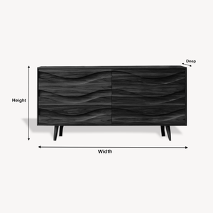 Modern Carved Wave Front Sideboard For Entryway Living Room