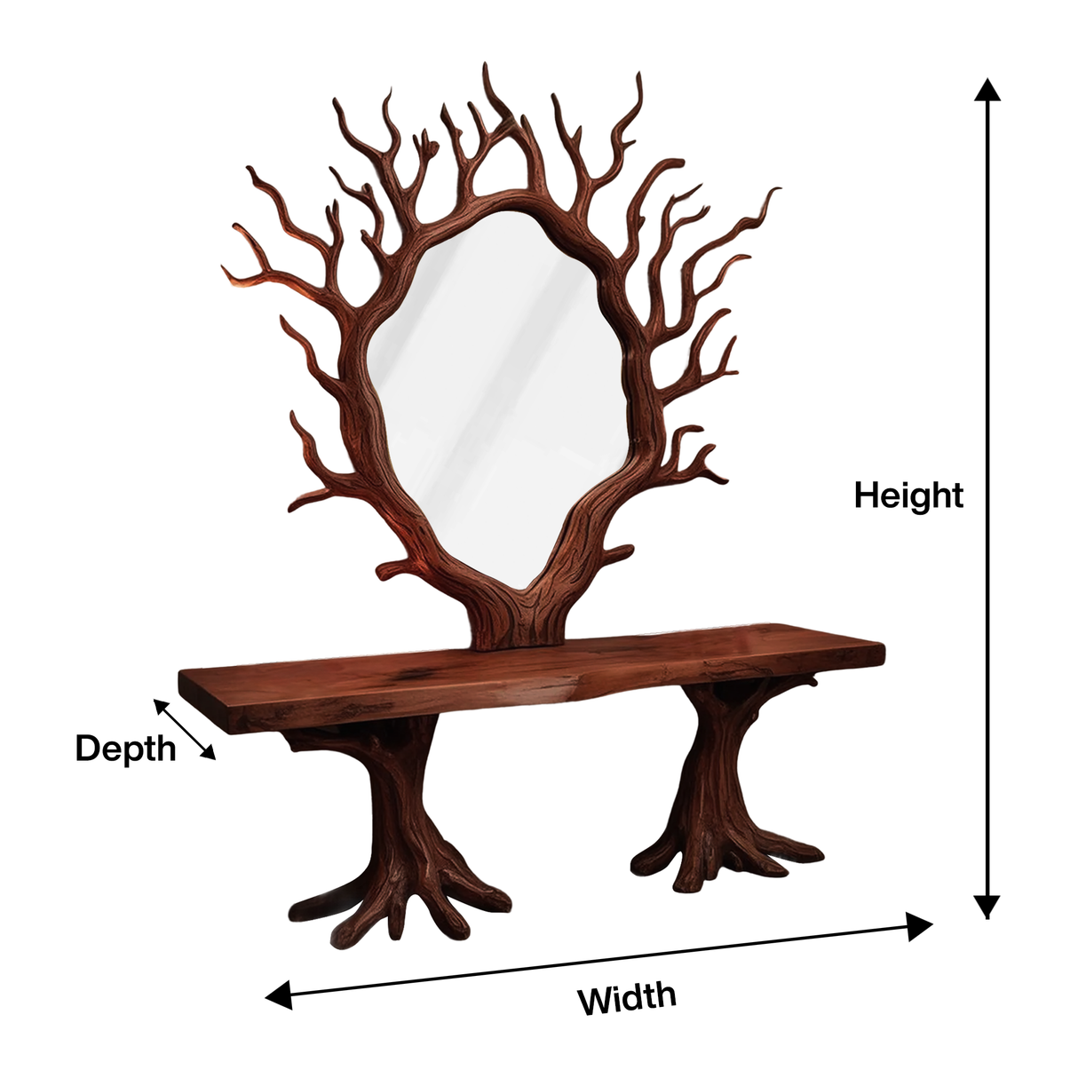 Artistic Tree Shaped Mirror And Console Table For Entryway