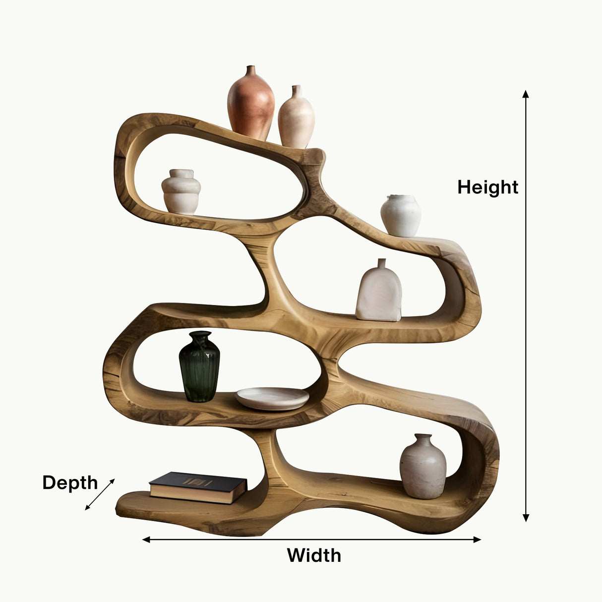 Sculptural Bookshelf For Living Room Or Office