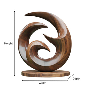 Farmhouse Abstract Wooden Sculpture For Living Room