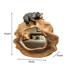 Rustic Bear Wall Mirror for Cabin Decor In Entryway