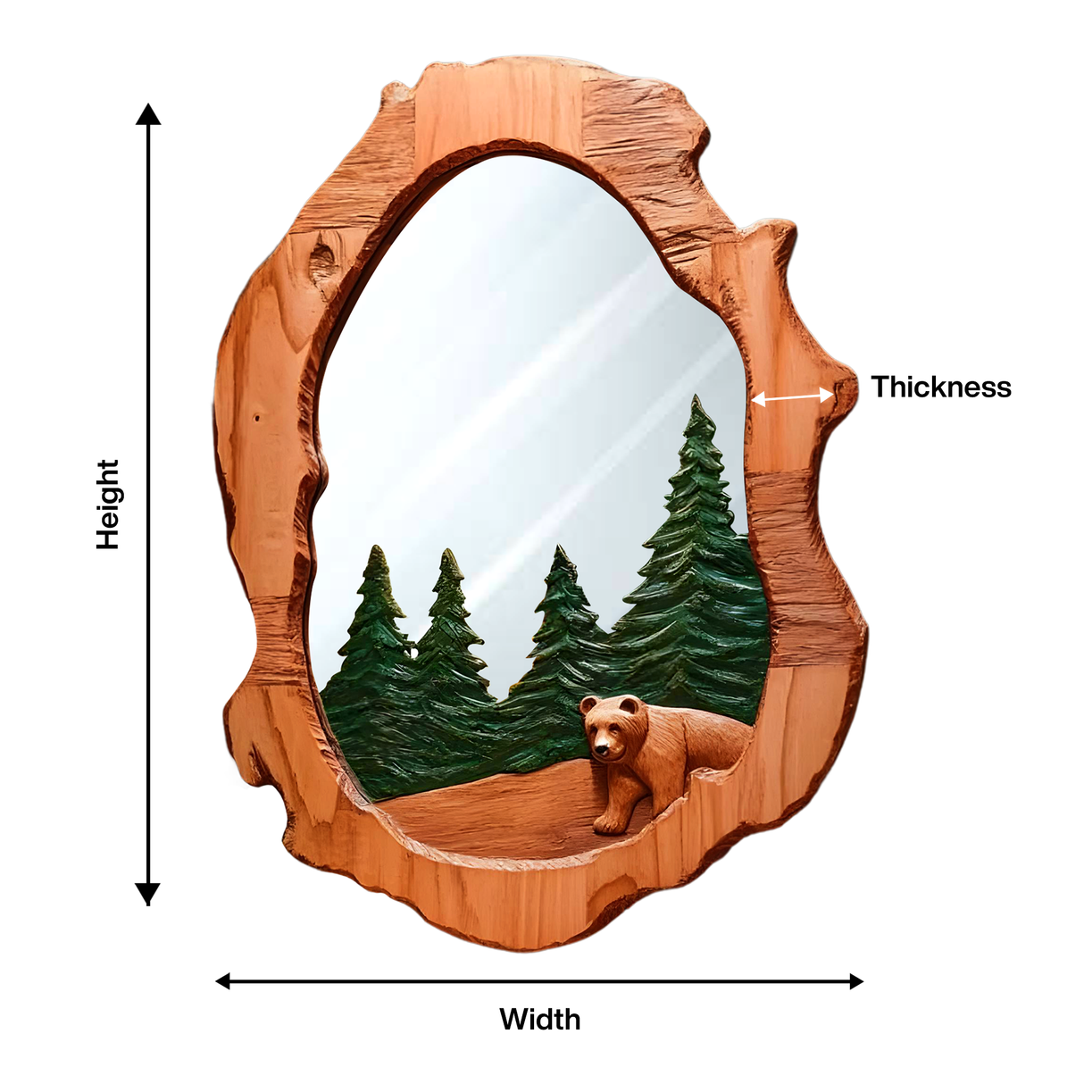 Rustic Bear Mirror For Cabin Lodge Bathroom Decor