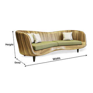Curved Wooden Sofa With Cushions For Modern Organic Living Room