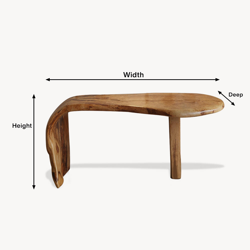 Live Edge Desk With Organic Curved Design For Home Office And Workspace
