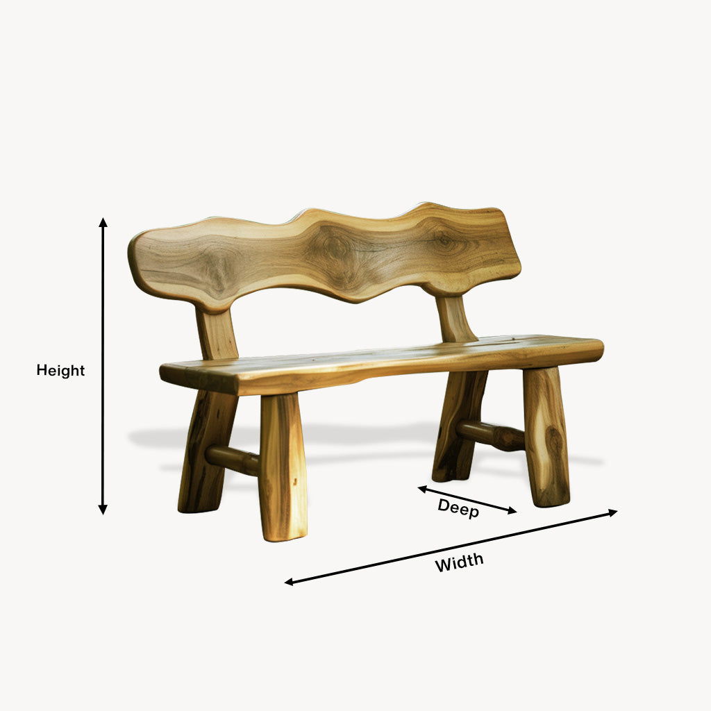 Rustic Garden Bench Live Edge Outdoor Seating For Patio Courtyard And Backyard