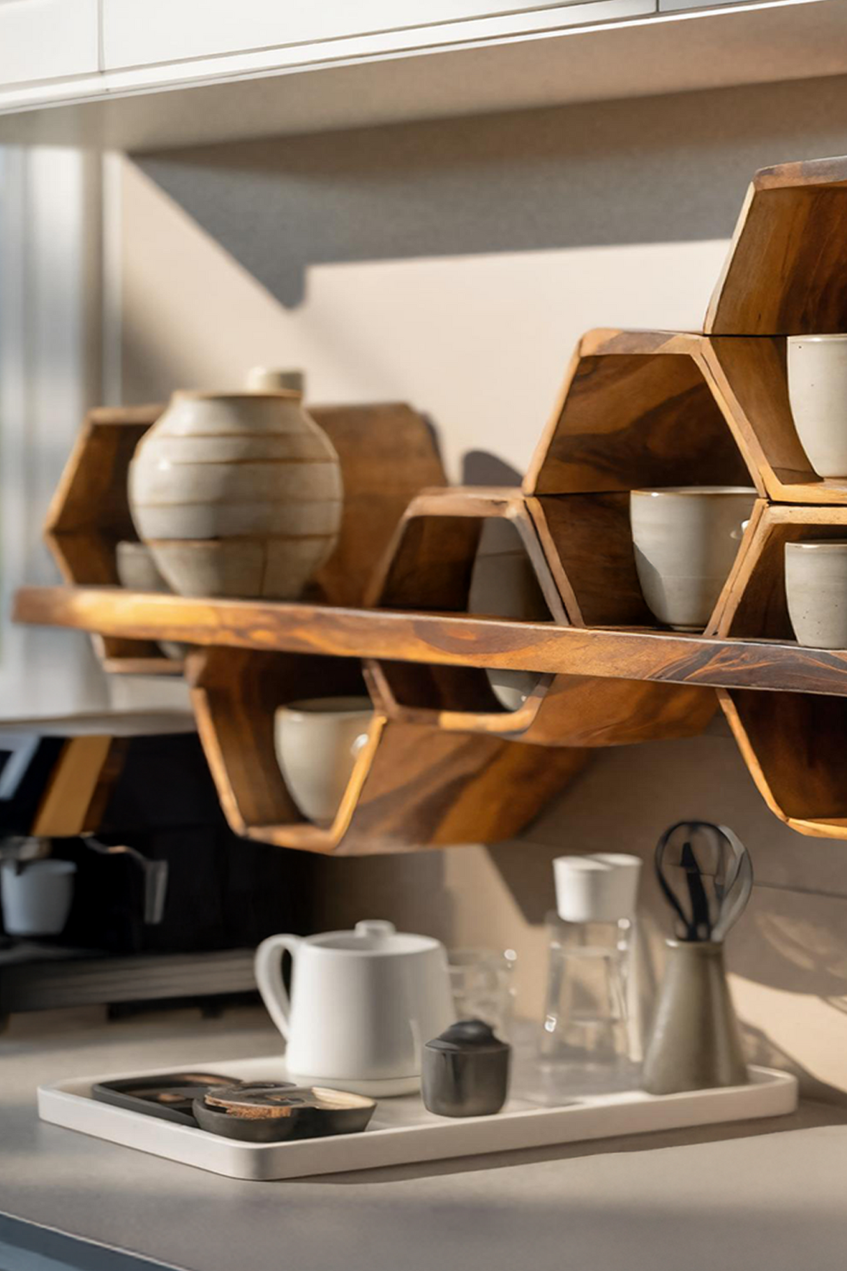 Mid Century Hexagonal Shelf For Furniture Display