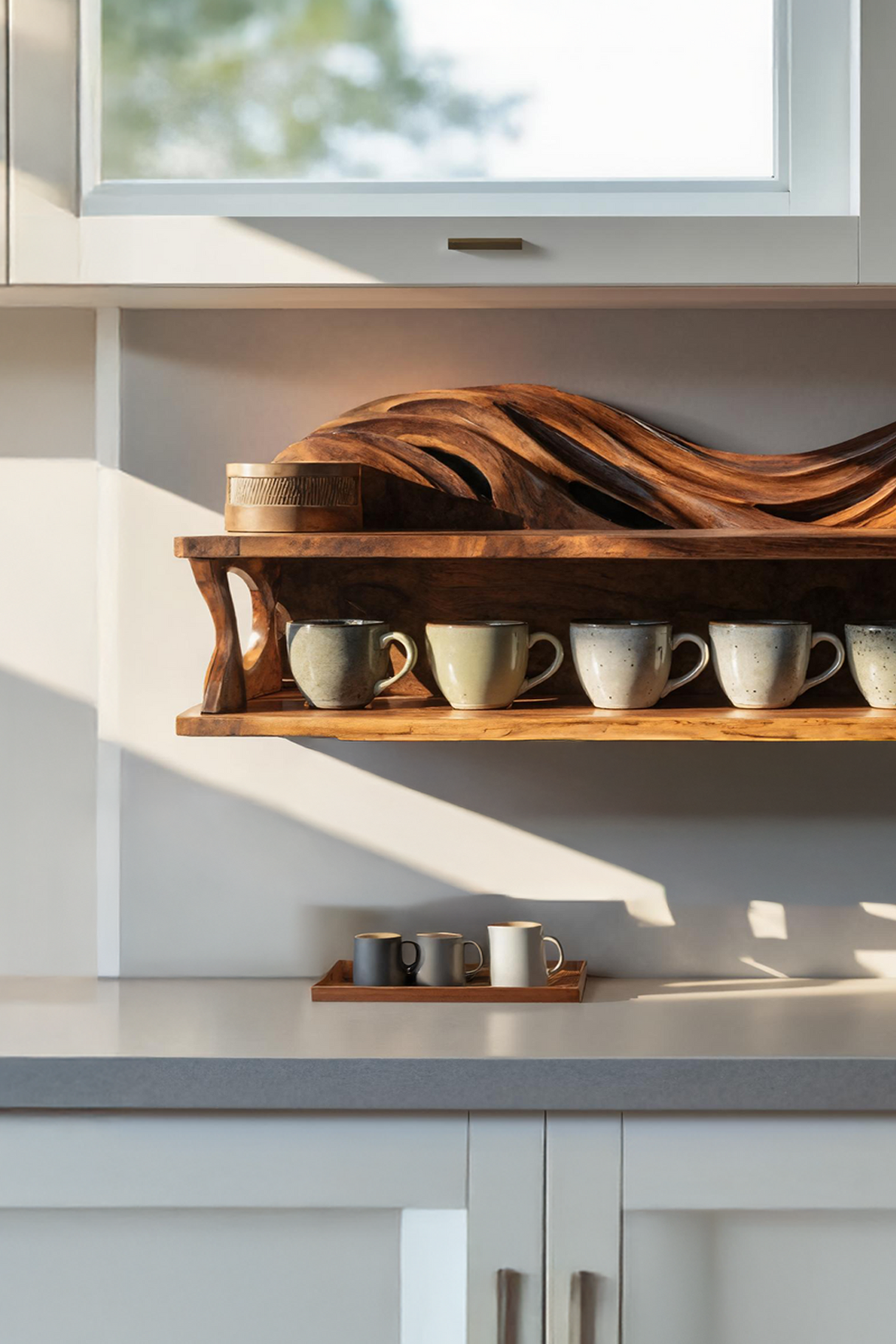 Handcrafted Kitchen Wall Shelf For Cozy Cooking Space